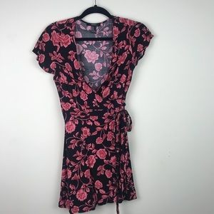 Pink and Black Wrap Dress